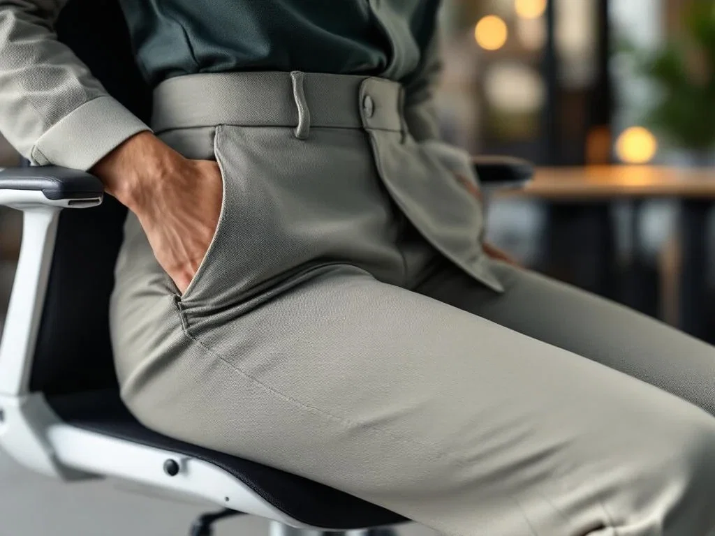 Welke stretch broeken zijn het beste voor lange dagen zitten?