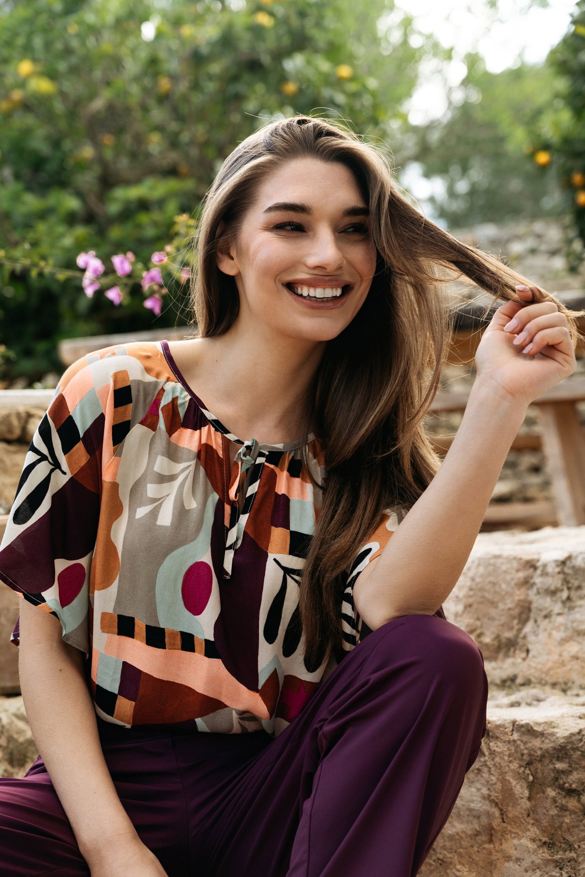 AXELLE ART LEAF LP-Plum multi