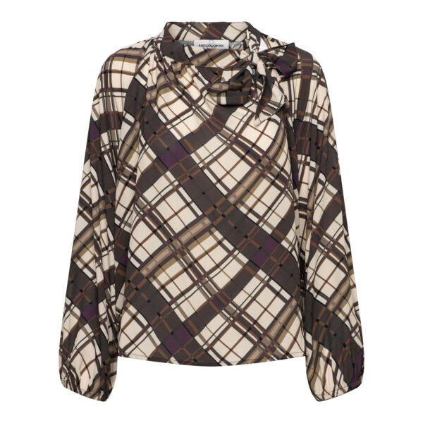 ANNETTE CHECK KN-Dark Khaki multi