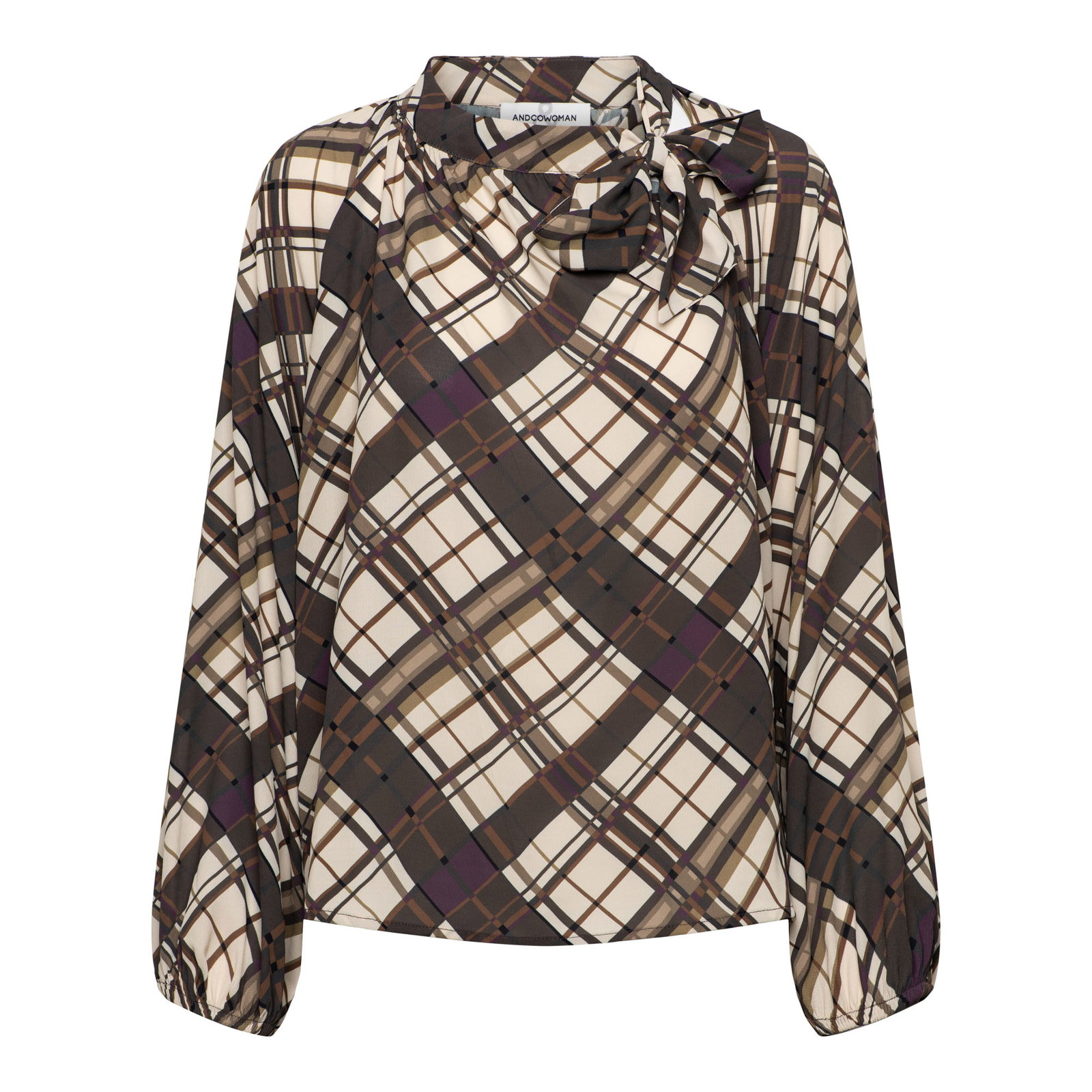 ANNETTE CHECK KN-Dark Khaki multi